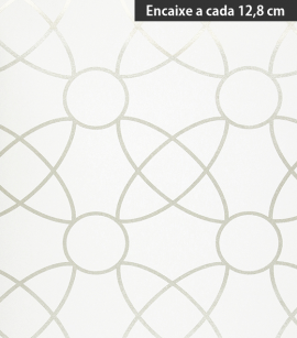 PÁG. 16 - Papel de Parede Geométrico Off-White (Detalhes com brilho) - Coleção Neo Geometric - Semi-Vinílico