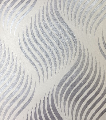 PÁG. 10 - Papel de Parede Geométrico Ondas Off-White Brilho Prata - Coleção Summer - Vinílico Importado