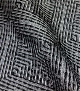 PÁG. 15 - Papel de Parede Geométrico Preto e Prata Brilho - Coleção Casa - Vinílico Importado