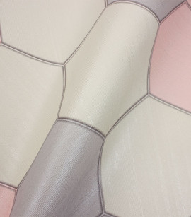 PÁG. 51 - Papel de Parede Geométrico Colmeia Rosa e Cinza com Brilho - Coleção Metropolis 3 - Vinílico Importado