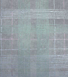 PÁG. 03 - Papel de Parede Geométrico Cinza e Verde Brilho - Coleção Entre Linhas - Vinílico Importado