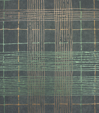 PÁG. 02 - Papel de Parede Geométrico Verde e Prata Velho Brilho - Coleção Entre Linhas - Vinílico Importado