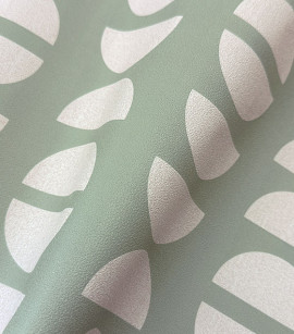 PÁG. 81 - Papel de Parede Geométrico Verde e Bege - Coleção Revoada Bobinex - Vinílico Importado