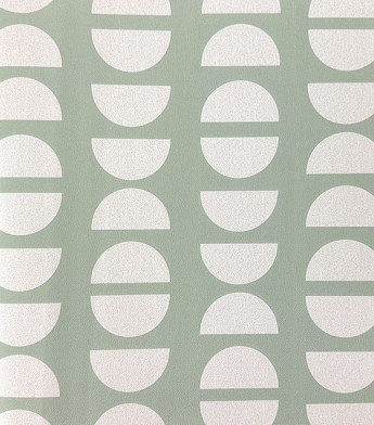 PÁG. 81 - Papel de Parede Geométrico Verde e Bege - Coleção Revoada Bobinex - Vinílico Importado