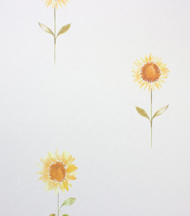 PÁG. 23 - Papel de Parede Girassóis Amarelo e Branco - Coleção Bambine - Vinílico Importado
