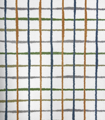 PÁG. 30 - Papel de Parede Grid Azul, Verde e Caramelo - Coleção Revoada Bobinex - Vinílico Importado