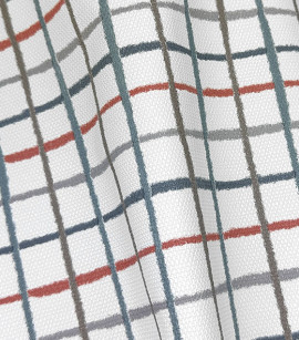 PÁG. 33 - Papel de Parede Grid Azul, Cinza e Vermelho - Coleção Revoada Bobinex - Vinílico Importado