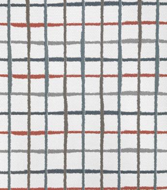 PÁG. 33 - Papel de Parede Grid Azul, Cinza e Vermelho - Coleção Revoada Bobinex - Vinílico Importado