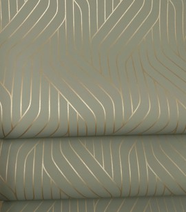 PÁG. 02 - Papel de Parede Linhas Cinza com Fio Dourado - Coleção Império Gold - Semi-Vinílico