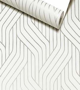 PÁG. 04 - Papel de Parede Linhas Off-White com Fio Perolado - Coleção Império Gold - Semi-Vinílico