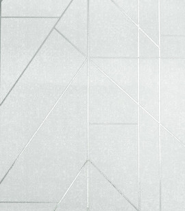 PÁG. 59 - Papel de Parede Linhas Geométricas Cinza Claro Fio Prata - Coleção White Swan - Vinílico Importado