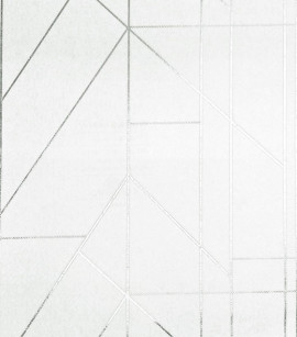 PÁG. 64 - Papel de Parede Linhas Geométricas Off-White Fio Prata - Coleção White Swan - Vinílico Importado