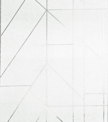 PÁG. 64 - Papel de Parede Linhas Geométricas Off-White Fio Prata - Coleção White Swan - Vinílico Importado
