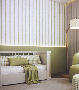 PÁG. 03 - Papel de Parede Listrado Verde - Coleção Bambine - Vinílico Importado