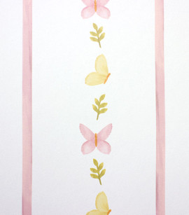 PÁG. 28 - Papel de Parede Listras e Borboletas Rosa e Amarelo - Coleção Bambine - Vinílico Importado