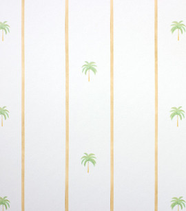 PÁG. 30 - Papel de Parede Listras e Coqueiros Bege e Verde - Coleção Bambine - Vinílico Importado