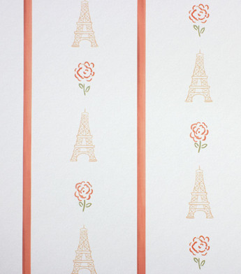 PÁG. 12 - Papel de Parede Listrado Paris Laranja e Off-White - Coleção Bambine - Vinílico Importado