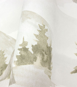 PÁG. 61 - Papel de Parede Lobo e Floresta Cinza e Bege - Coleção Mundo - Vinílico Importado