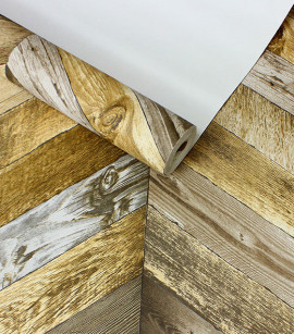 Papel de Parede Madeira Imitação - Importado Lavável - Coleção New Rustic (Tons de Marrom)