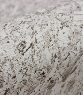 PÁG. 26 - Papel de Parede Efeito Madeira Prensada Bege e Cinza Brilho - Coleção Entre Linhas - Vinílico Importado