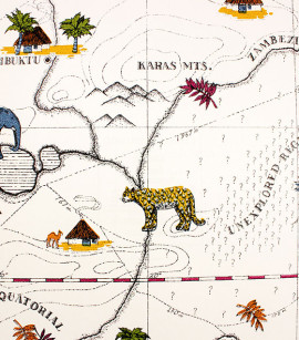 PÁG. 34 - Papel de Parede Mapa Safari Fundo Bege - Coleção Mundo - Vinílico Importado