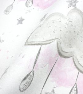 PÁG. 69 - Papel de Parede Nuvens Cinza e Rosa com Brilho - Coleção Valence - Vinílico Importado