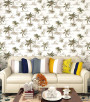PÁG. 32 - Papel de Parede Paisagem Tropical Cinza, Off-White e Brilho Prata - Coleção Cores e Cenários - Vinílico Importado