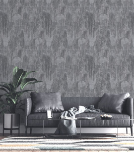 PÁG. 20 - Papel de Parede Penas Cinza Brilho - Coleção Casa - Vinílico Importado