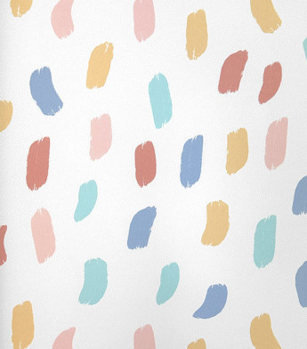 PÁG. 15 - Papel de Parede Pinceladas Tons de Azul e Rosa - Coleção Revoada Bobinex - Vinílico Importado