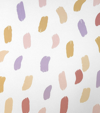 PÁG. 07 - Papel de Parede Pinceladas Rosa, Lilás e Bege - Coleção Revoada Bobinex - Vinílico Importado