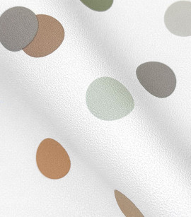 PÁG. 24 - Papel de Parede Poá Tons de Cinza, Azul e Marrom - Coleção Revoada Bobinex - Vinílico Importado