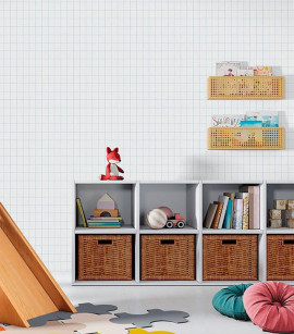 Papel de Parede Quadriculado Azul - Coleção Sonhos Bobinex - Vinílico Importado