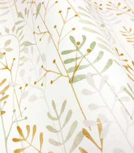 PÁG. 49 - Papel de Parede Raminhos Cinza, Verde e Bege - Coleção Mundo - Vinílico Importado