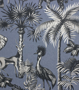 PÁG. 20 - Papel de Parede Safari Tropical Azul Jeans - Coleção Cores e Cenários - Vinílico Importado