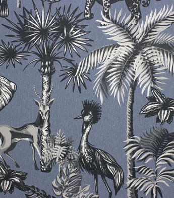 PÁG. 20 - Papel de Parede Safari Tropical Azul Jeans - Coleção Cores e Cenários - Vinílico Importado