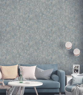 PÁG. 04 - Papel de Parede Textura Cinza Azulado Brilho - Coleção Casa - Vinílico Importado