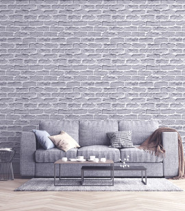 PÁG. 44 - Papel de Parede Tijolinho Cinza Claro - Coleção Casa - Vinílico Importado