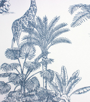 PÁG. 11 - Papel de Parede Toile de Jouy Animais Azul Acinzentado - Coleção Cores e Cenários - Vinílico Importado