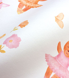 PÁG. 29 - Papel de Parede Ursinha Bailarina Rosa e Bege - Coleção Bambine - Vinílico Importado