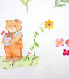 PÁG. 17 - Papel de Parede Ursinha Jardineira Rosa e Verde - Coleção Bambine - Vinílico Importado