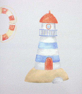 PÁG. 01 - Papel de Parede Ursinho Marinheiro Azul e Bege - Coleção Bambine - Vinílico Importado