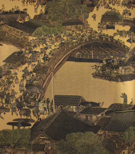 PÁG. 43 - Papel de Parede Vilarejo Oriental Dourado com Brilho - Coleção Infinity G - Vinílico Importado