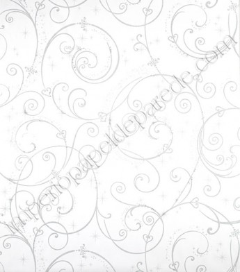Papel de Parede Vinílico Disney York (Americano) - Arabesco (Branco/ Detalhes com Glitter Prata) - PÁG. 022 DY1 / PÁG. 029 DY2