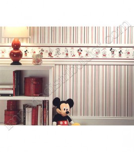 Papel de Parede Vinílico Disney York (Americano) - Listras (Branco/ Vermelho/ Preto) - PÁG. 093 DY1 / PÁG. 137 DY2