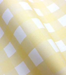 PÁG. 24 - Papel de Parede Xadrez Vichy Amarelo - Coleção Bambine - Vinílico Importado