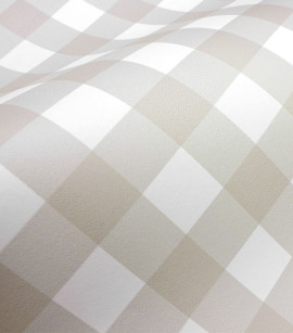 PÁG. 08 - Papel de Parede Xadrez Vichy Bege - Coleção Bambine - Vinílico Importado
